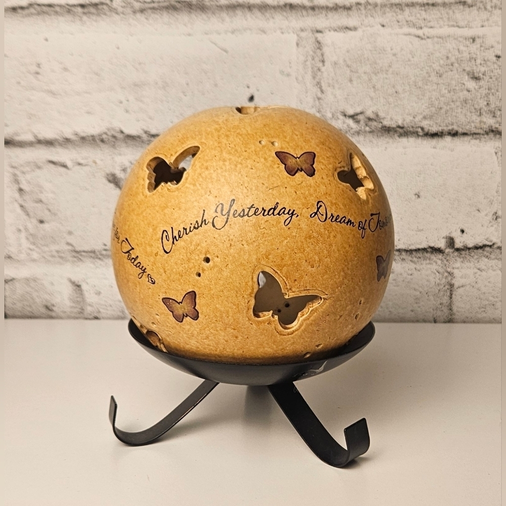 Butterfly Ceramic Tealight Holder Cherish Yesterday Live Today Decor